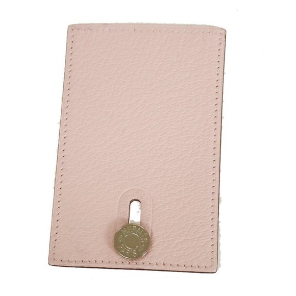 HERMES Diabolo Card Holder Case Chevre Mysore Leather Rose Sakura France - Picture 1 of 14